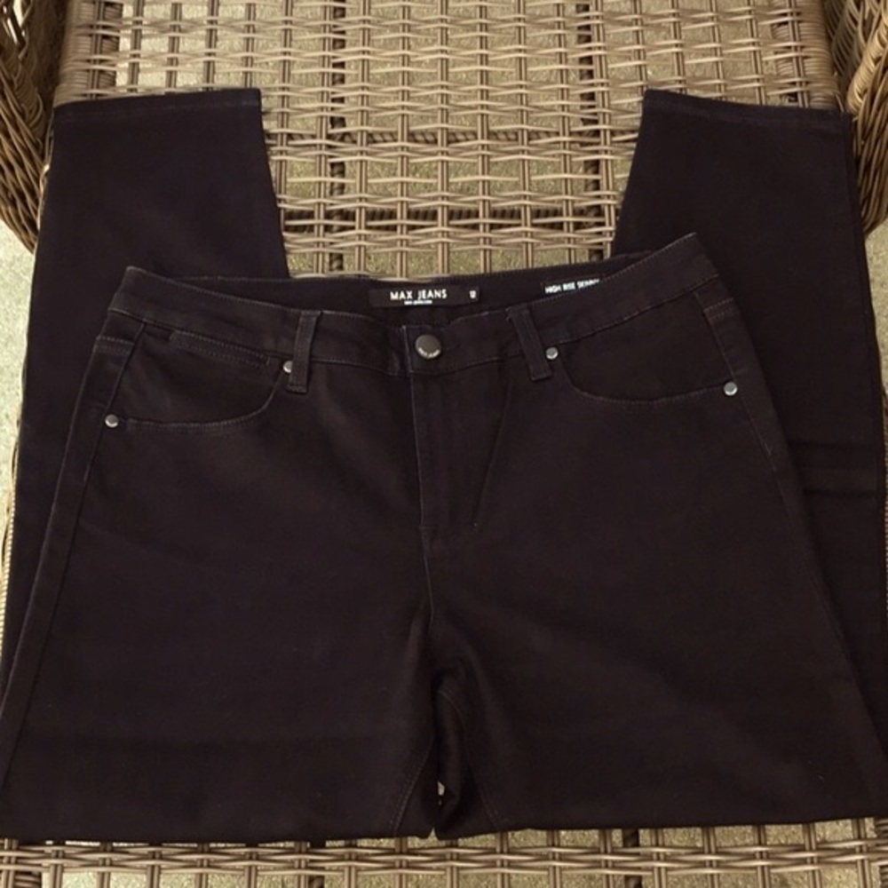 Max Black Denim High Rise Classic Skinny Jeans Size 12